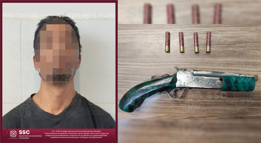 Detienen SSC y Marina a sujeto por portación de arma de fuego